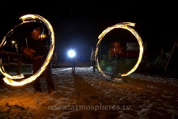 Fire spinners are a nightly attraction on long beach, Pulau Perhentian, South China sea, Penninsular Malaysia, Asia